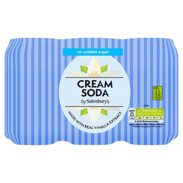 Sainsbury's Diet Cream Soda, No Added Sugar 6x330ml - gallery image 1