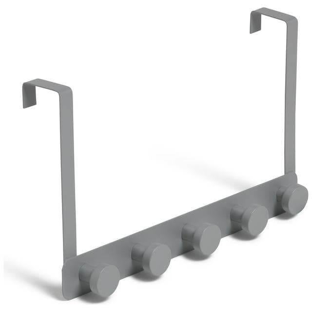 Habitat Over Door 5 Round Hooks Grey - gallery image 1