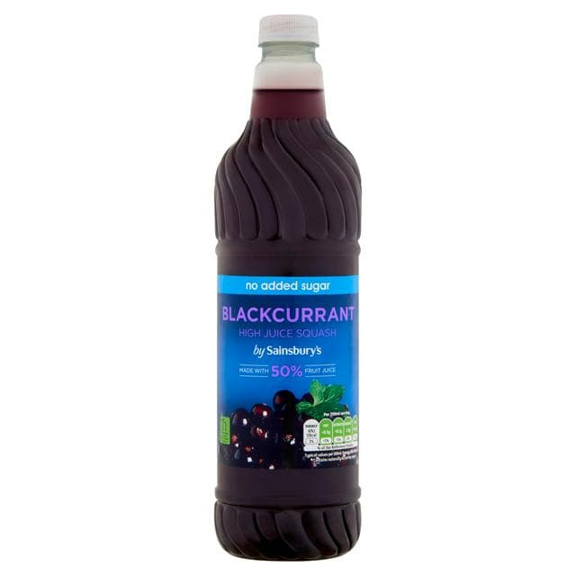 Sainsbury's High Juice Blackcurrant Squash, No Added Sugar 1L - gallery image 1