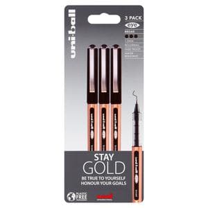 Uni-ball Eye Broad Rose Gold Black Ink 3pk