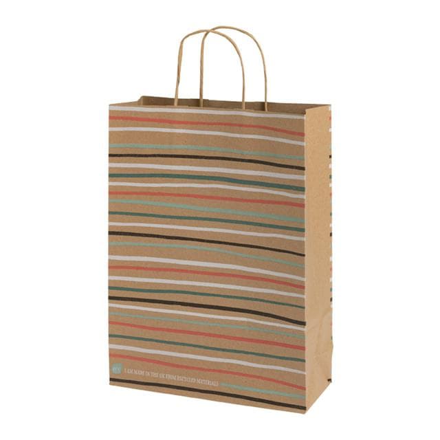 Sainsbury's Eco Nature Kraft Stripe Large Present Gift Bag Birthday Celebration - gallery image 1