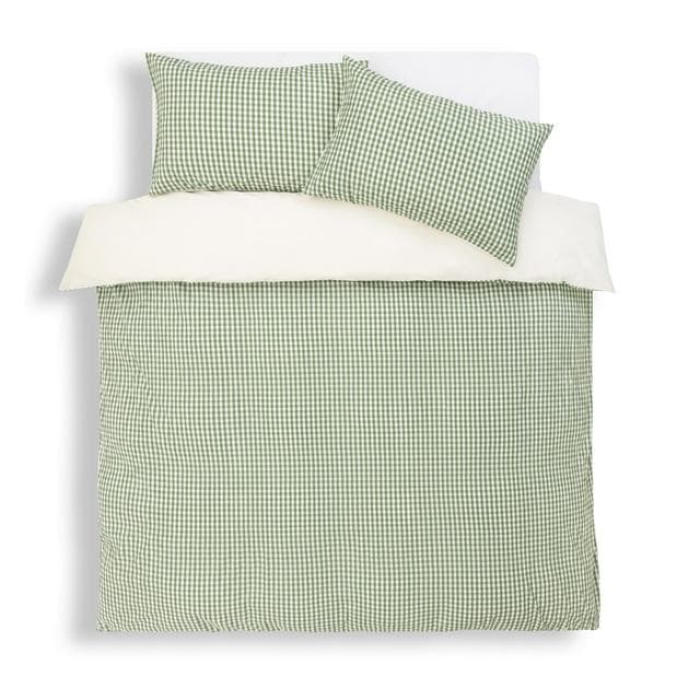 Habitat Seersucker Gingham Woven Bedding Set - Green - gallery image 3