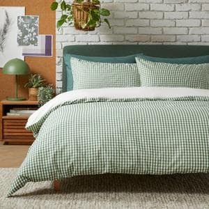Habitat Seersucker Gingham Woven Bedding Set - Green