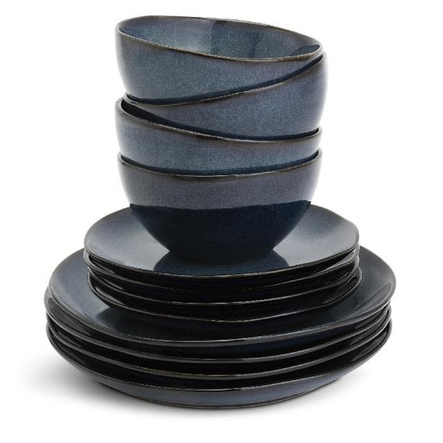 Habitat 12pc Reactive Dinner Set - Navy - gallery image 2