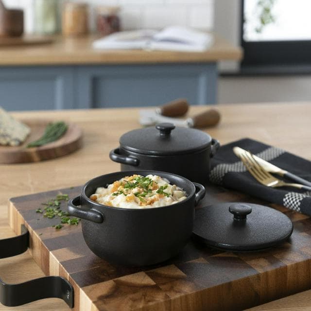 Habitat 2 Piece Stoneware Mini Casserole Dish - Black - gallery image 2