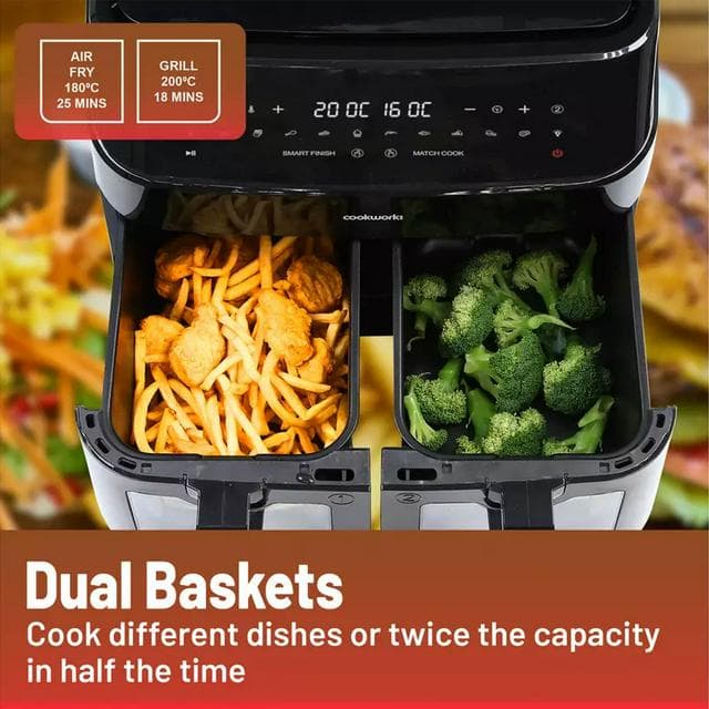 Cookworks 9L Dual Air Fryer - Black - gallery image 3