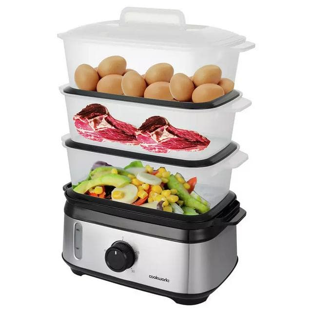 Cookworks FS1400-GS 3 Tier Steamer - Stainless Steel - gallery image 2