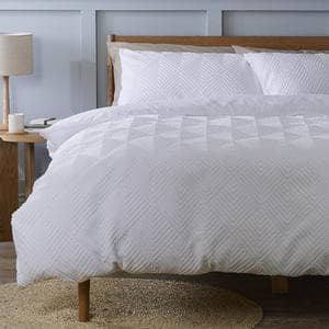 Sainsbury's Home Textured Embossed Bedding Set - White - Super King