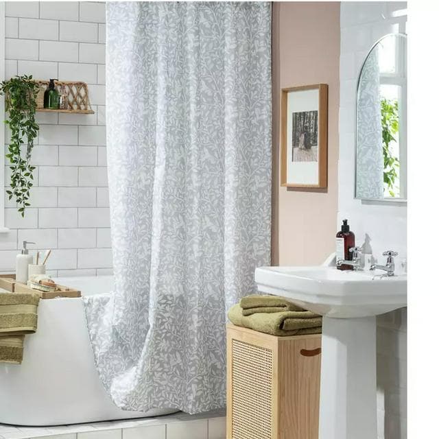 Sainsbury's Home Floral Print Shower Curtain - Grey - gallery image 1