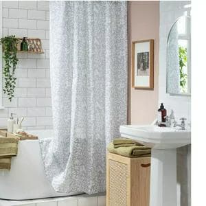 Sainsbury's Home Floral Print Shower Curtain - Grey