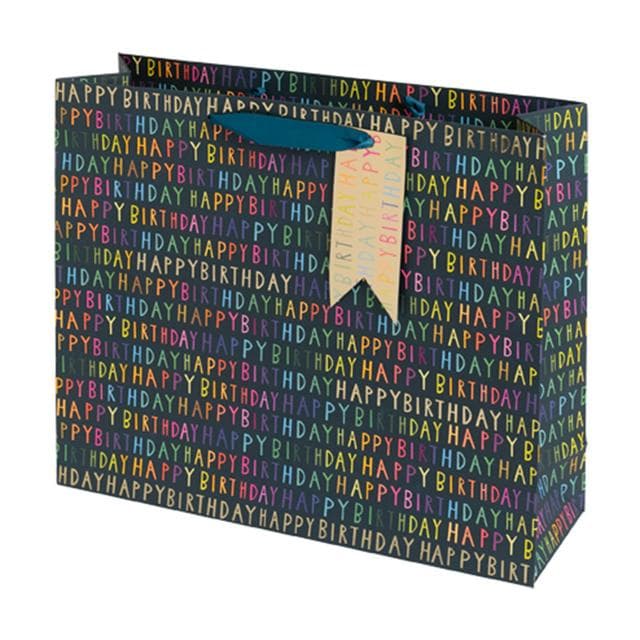Sainsbury's Paper Salad Navy Happy Birthday Extra Large Present Gift Bag Birthday Celebration - gallery image 1