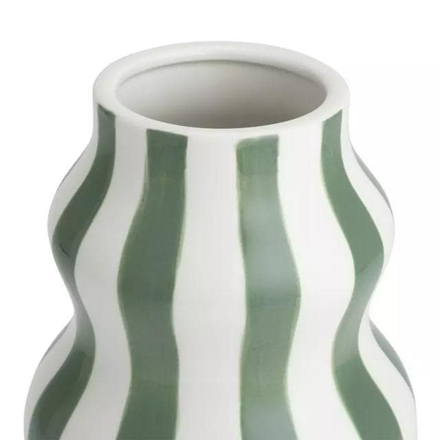 Habitat Hand Painted Stripe Vase - Green - gallery image 4
