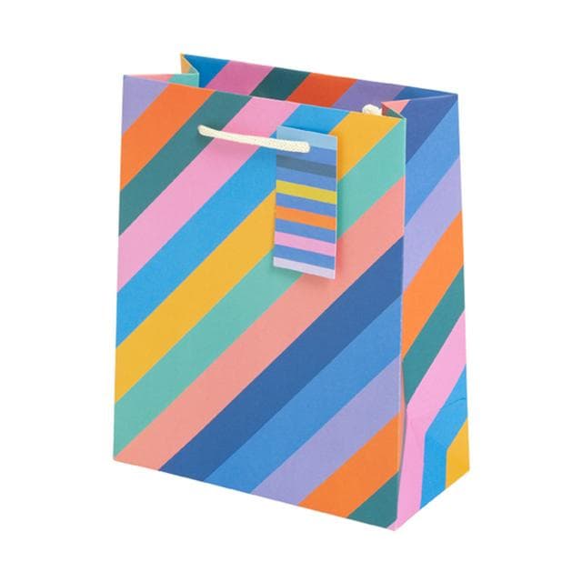 Sainsbury's Home Rainbow Striped Birthday Celebration Medium Present Gift Bag - gallery image 1