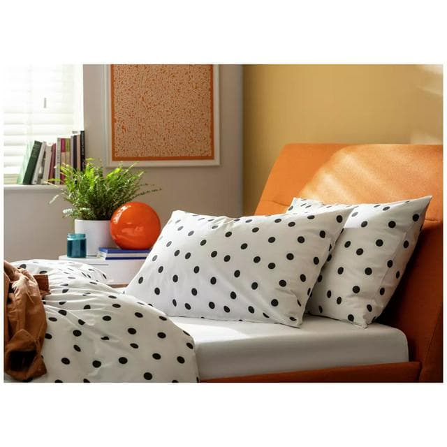 Habitat Spot Standard Pillowcase Pair - White & Black - gallery image 1