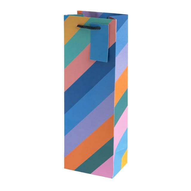 Sainsbury's Rainbow Stripe Bottle Gift Bag For Champagne Prosecco Wine - gallery image 1