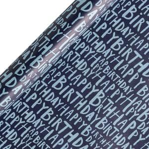 Sainsbury's Blue Happy Birthday Text Birthday Gift Wrap Wrapping Paper - 3m