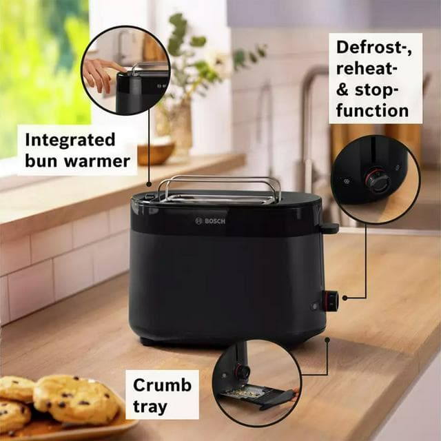 Bosch TAT2M123GB MyMoment Delight 2 Slice Toaster - Black - gallery image 3