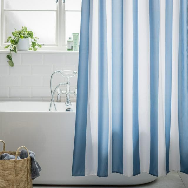 Sainsbury's Home Coastal Vertical Blue Stripe Shower Curtain - gallery image 2
