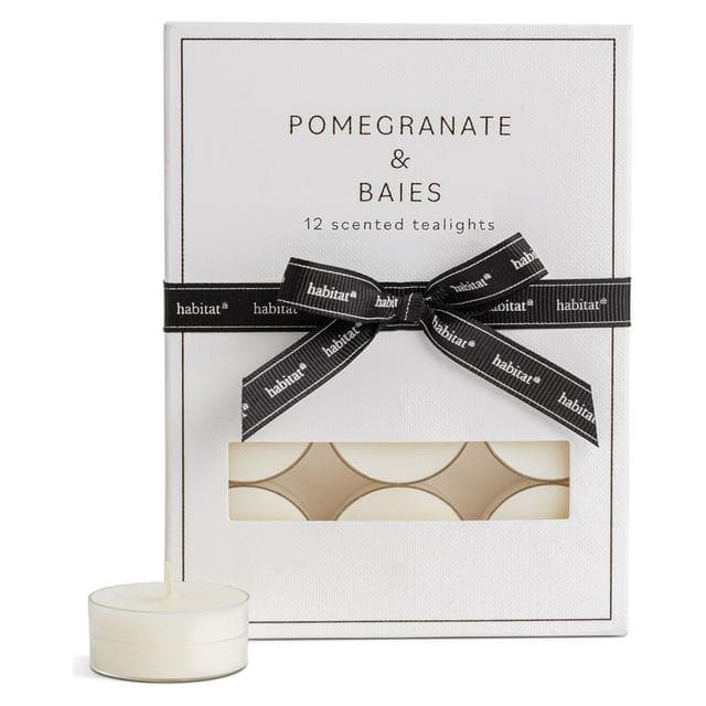 Habitat Luxe Pack of 12 Pomegranate & Baies Clear Cup Tealights - gallery image 1
