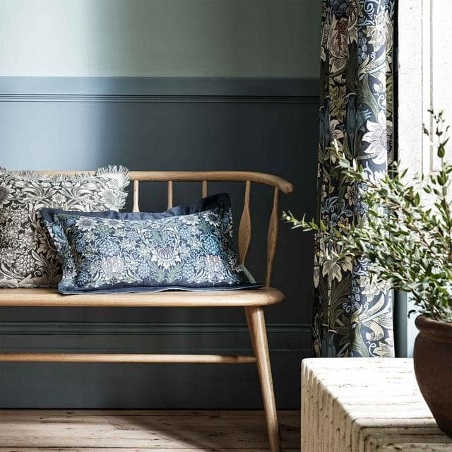 Habitat x Morris & Co. Sunflower Velvet Cushion - Navy - gallery image 3