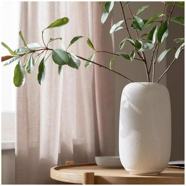 Habitat Large Ribbed Ceramic Vase - Natural - gallery image 2