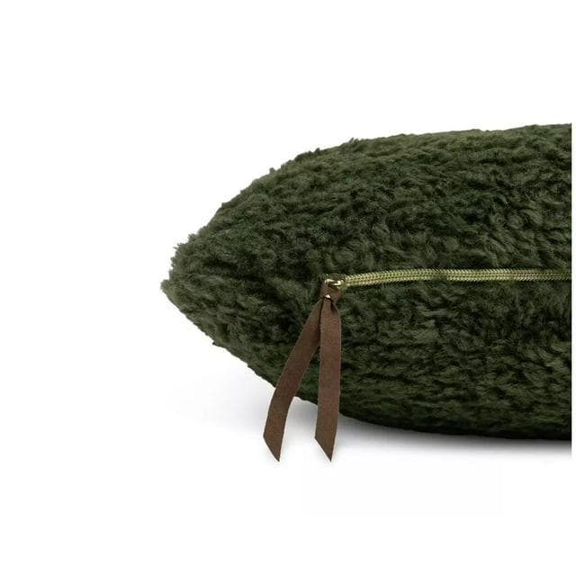 Habitat Shearling Cushion - Moss Green - 55x40cm - gallery image 5
