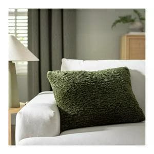 Habitat Shearling Cushion - Moss Green - 55x40cm