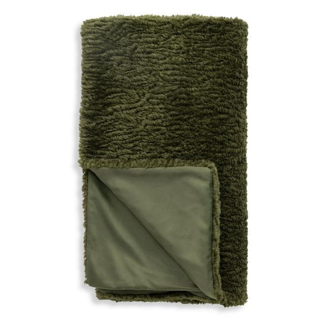 Habitat Moss green shearling Throw 125x150 - gallery image 1