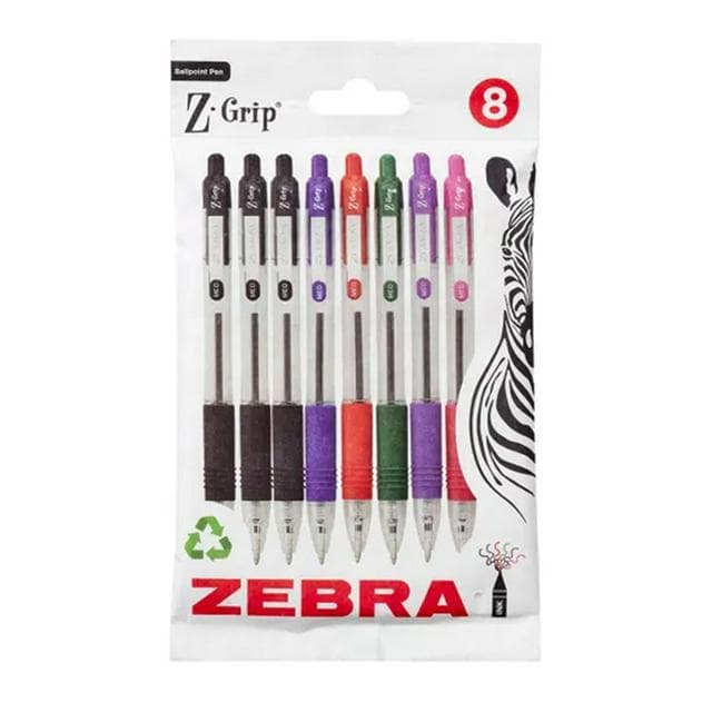 Zebra Z Grip Ballpoint Pen Assorted - Pack of 8 - gallery image 1
