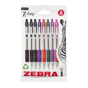 Zebra Z Grip Ballpoint Pen Assorted - Pack of 8