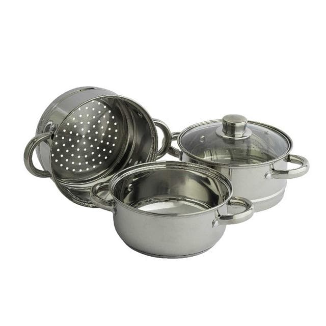 Sainsbury's Home 18cm 3 Tier Stainless Steel Steamer - gallery image 1