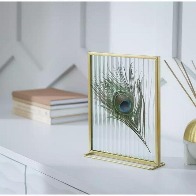 Habitat Reeded Glass Frame on Stand - Gold - 5x7" - gallery image 2