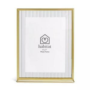 Habitat Reeded Glass Frame on Stand - Gold - 5x7"