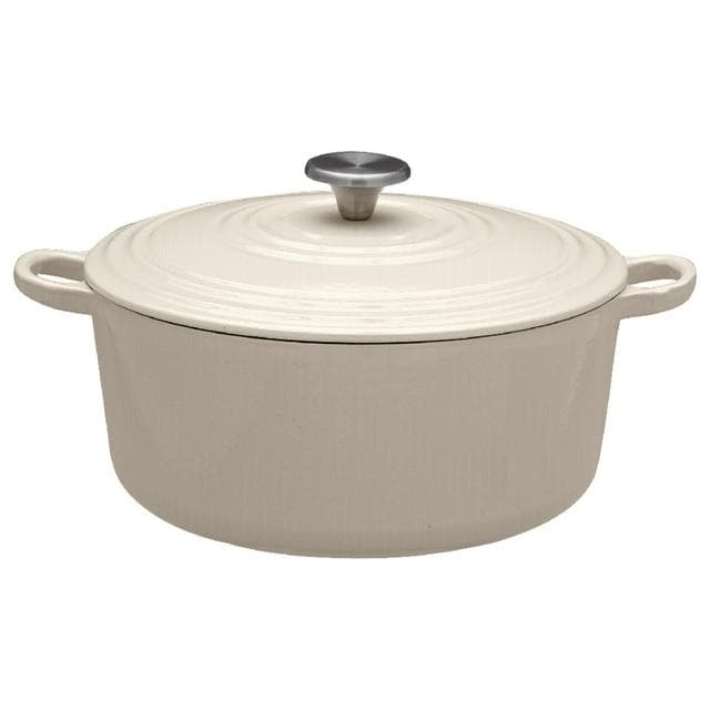 Habitat 5.3 Litre Cast Iron Casserole Dish - Cream - gallery image 1