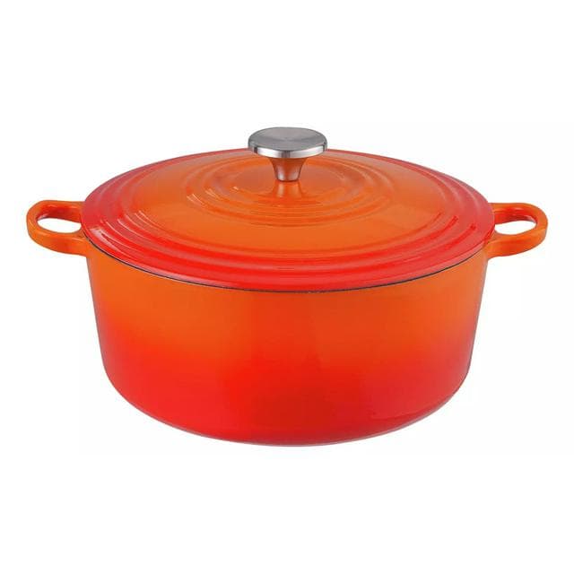 Habitat 5.3 Litre Cast Iron Casserole Dish - Orange - gallery image 1