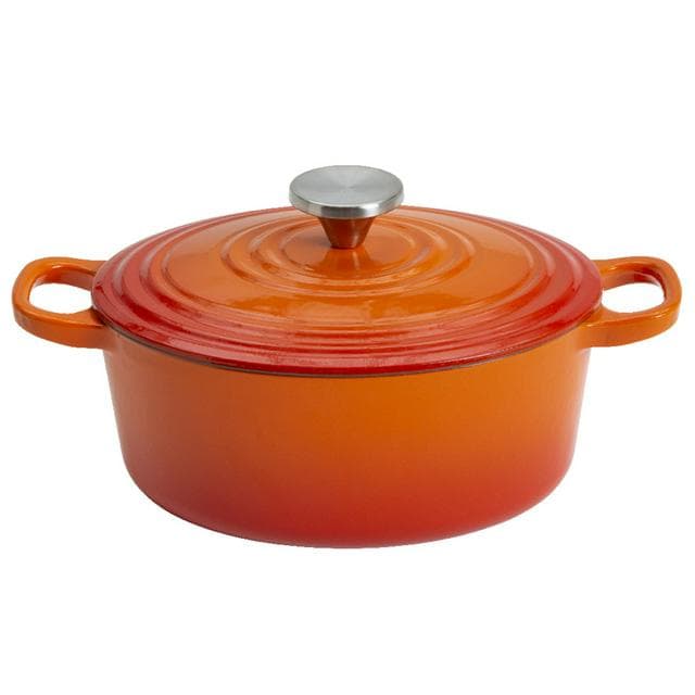 Habitat 4.7 Litre Cast Iron Oval Casserole Dish - Orange - gallery image 1