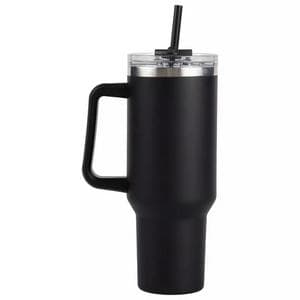 Sainsbury's Home Black Handle Stainless Steel Travel Coffee Mug - 1180ml