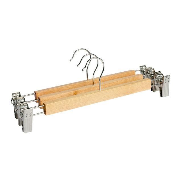 Habitat Pack of 3 Wooden Clip Trouser Hangers - gallery image 1