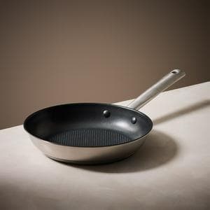 Habitat Ellipse Brushed Stainless Steel 24cm Frying Pan
