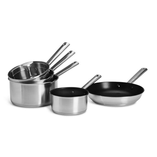 Habitat Ellipse Brushed 5 Piece Stainless Steel Pan Set - gallery image 1