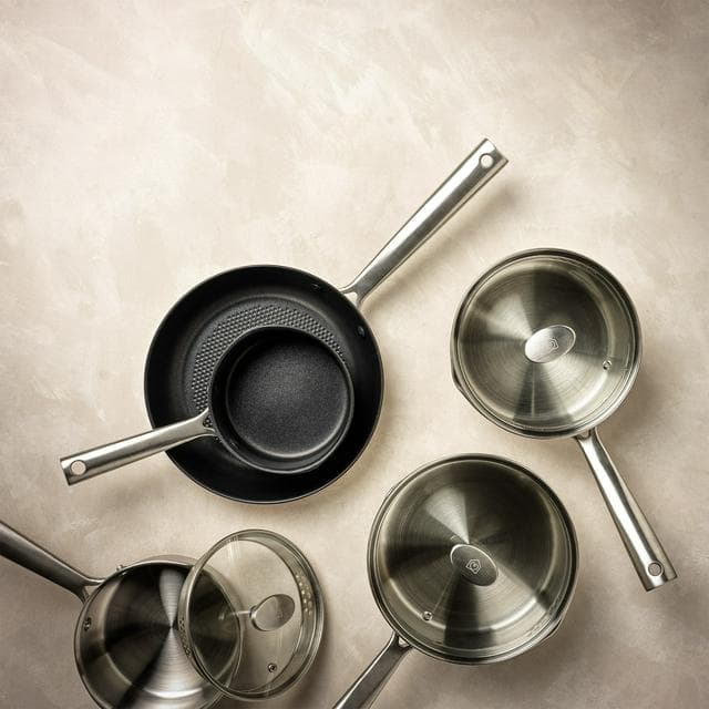 Habitat Ellipse Brushed 5 Piece Stainless Steel Pan Set - gallery image 2