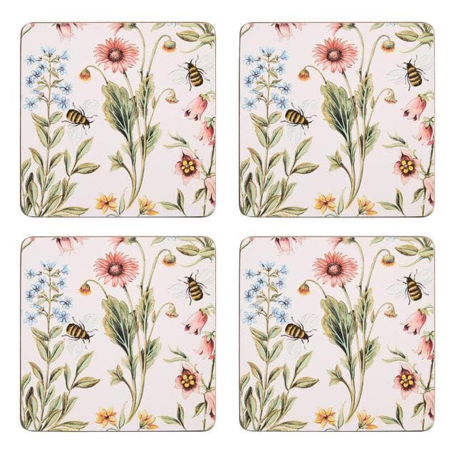 Sainsbury's Home Bee Floral Corkback Set of 4 Coasters - gallery image 1