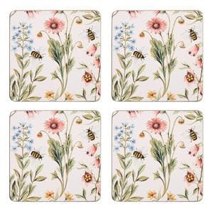 Sainsbury's Home Bee Floral Corkback Set of 4 Coasters