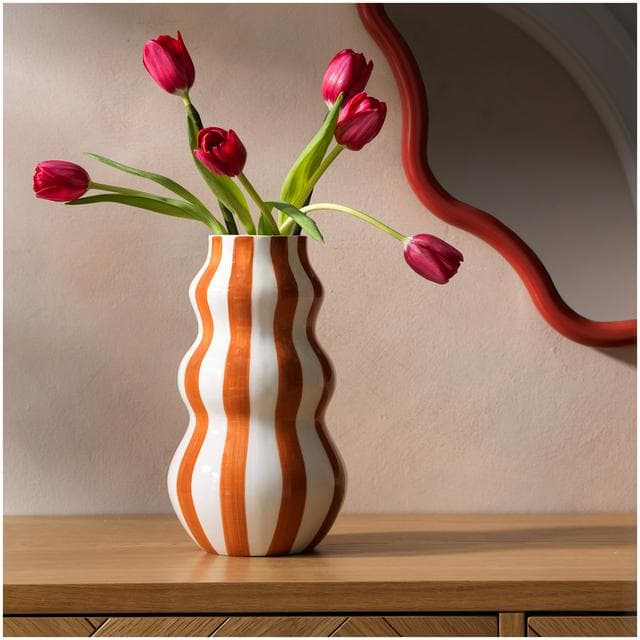 Habitat Hand Painted Rust Stripe Vase - gallery image 2
