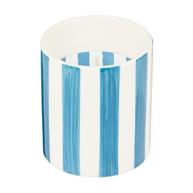 Habitat Scented Blue Stripe High Tide Ceramic Small Candle - Rock Salt & Cedar - gallery image 1