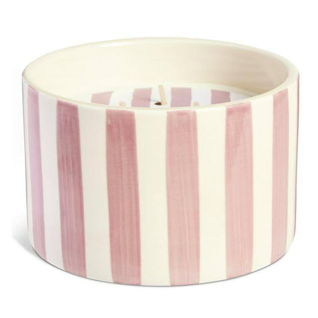 Habitat Scented Pink Stripe Ceramic Large Candle - Pepper & Cassis - gallery image 1