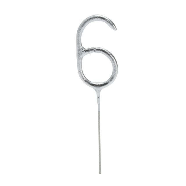 Sainsbury's Home Silver Number Cake Sparkler Candle - Age 6 - gallery image 1