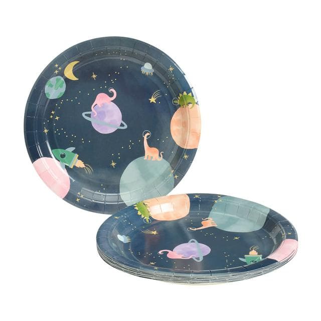 Sainsbury's Home Pack of 10 Space Dino Paper Plates - 23cm - gallery image 1