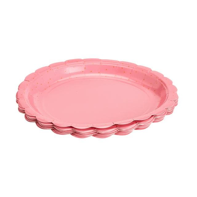 Sainsbury's HomePack of 10 Scalloped Polka Dot Pink Paper Plates - 23cm - gallery image 1