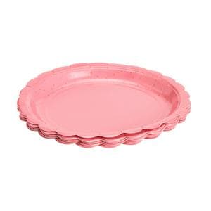 Sainsbury's HomePack of 10 Scalloped Polka Dot Pink Paper Plates - 23cm